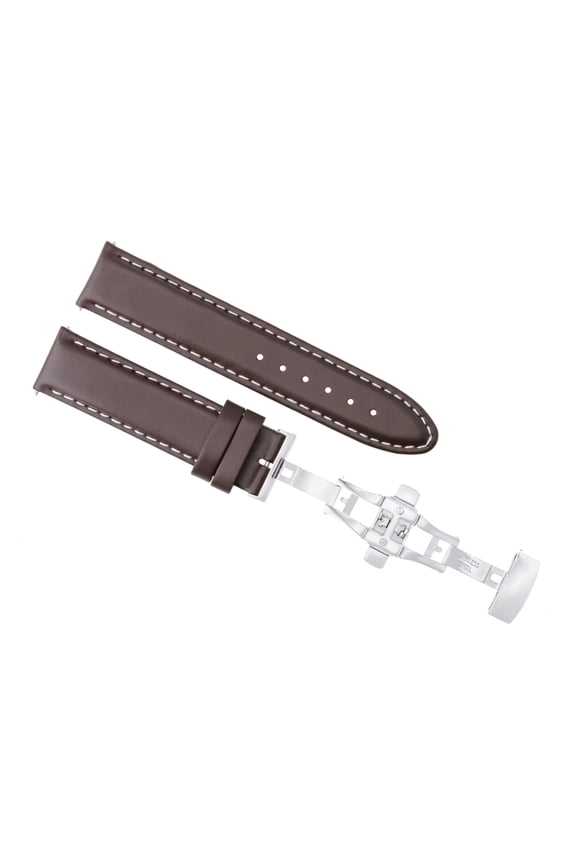 18MM LEATHER STRAP SMOOTH BAND DEPLOYMENT FOR OMEGA SEAMASTER DARK BROWN WS #2
