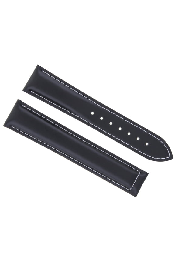 18MM LEATHER STRAP WATCH BAND FOR OMEGA SEAMASTER SPEEDMASTER CLASP BLACK WS