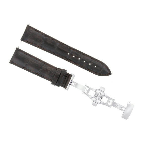 18MM LEATHER WATCH BAND STRAP FOR OMEGA SPEEDMASTER DEPLOYMENT BUCKLE D/BROWN