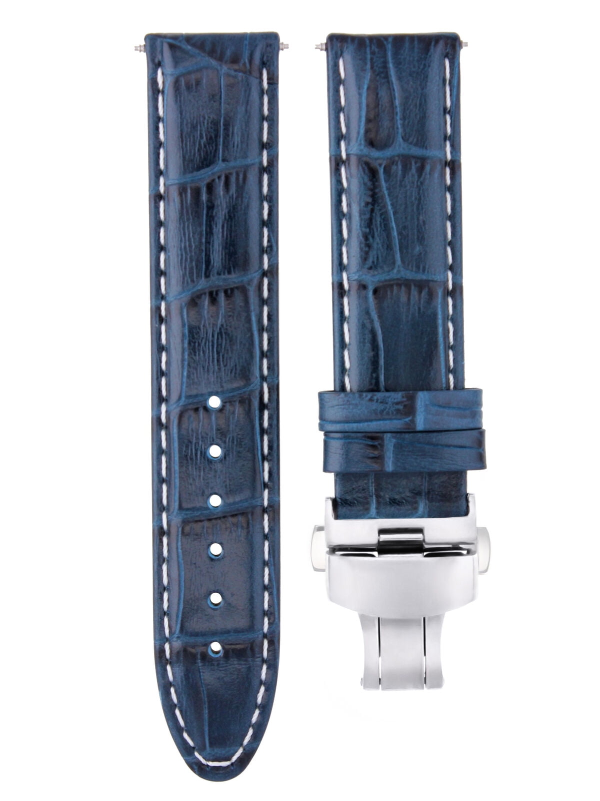 18MM LEATHER WATCH STRAP BAND DEPLOYMENT CLASP FOR BREITLING PILOT COLT BLUE WS Walmart