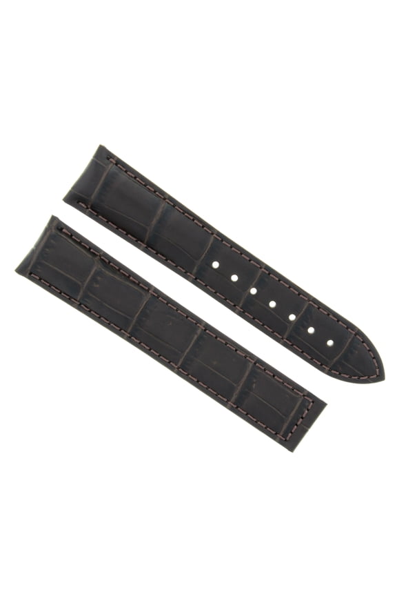 18MM LEATHER WATCH STRAP BAND FOR OMEGA SEAMASTER  DEPLOYMENT CLASP DARK BROWN