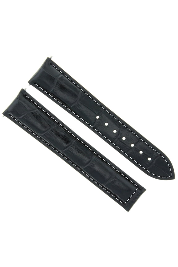 18MM LEATHER WATCH STRAP BAND FOR OMEGA SEAMASTER SPEEDMASTER MOON BLACK WS