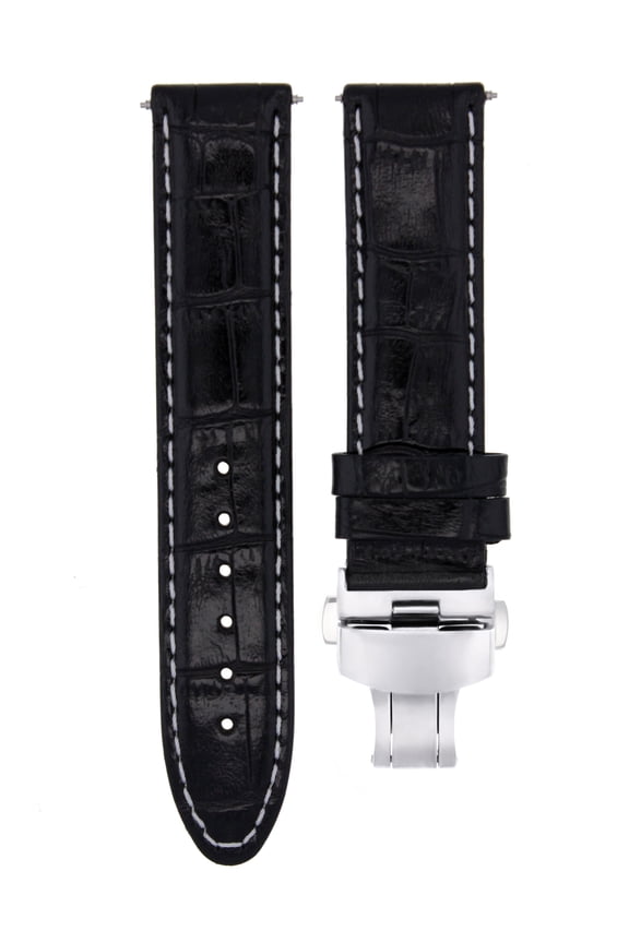 18MM LEATHER WATCH STRAP BAND FOR OMEGA SPEEDMASTER 3539.50,3510.50 REDUCE BLACK