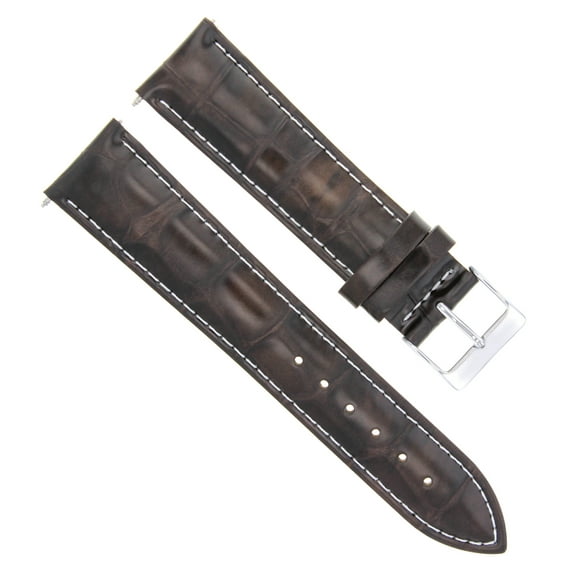 18MM LEATHER WATCH STRAP FOR INVICTA RUSSIAN WATCH DARK BROWN WHITE STITCH