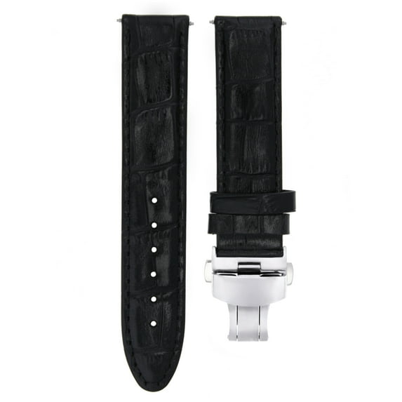 18MM PREMIUM LEATHER WATCH STRAP BAND CLASP FOR BREITLING PILOT, COLT BLACK #7