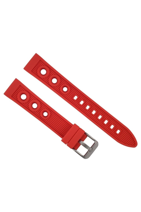 18MM RUBBER DIVER WATCH BAND STRAP FOR BREITLING CHRONOMAT A13035 AVENGER RED