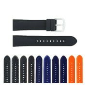 18mm Rubber Watch Band Strap, Black, Silver Buckle, Compatible With 36mm Omega Seamaster Midsize 2561.80 Black