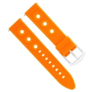 18mm Silicone Rubber Diver Watch Band Strap, Orange, Silver Buckle, Compatible With Omega Seamaster Midsize Orange
