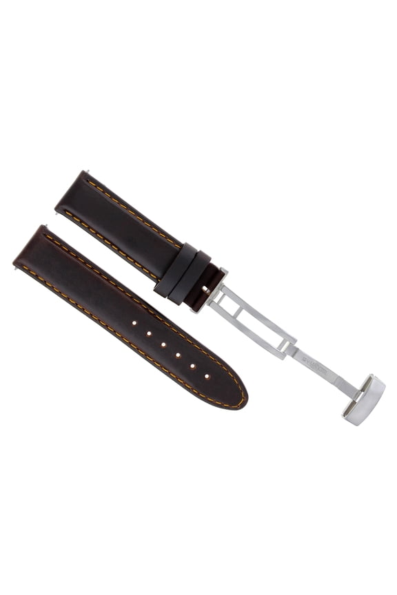 18MM SMOOTH LEATHER STRAP BAND FOR OMEGA SEAMASTER SPEEDDMASTER MOON D/BROWN OS