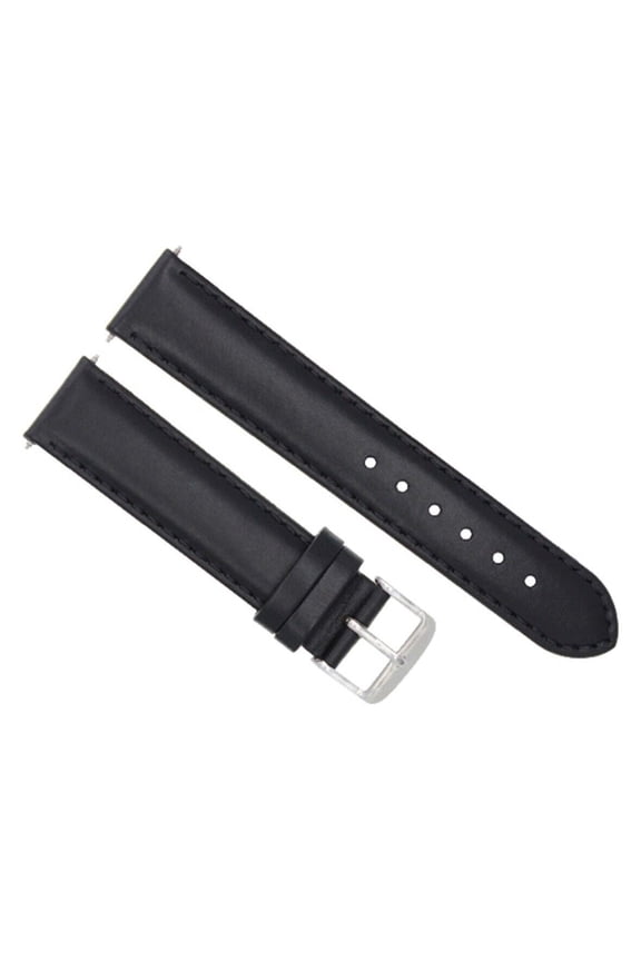 18MM SMOOTH LEATHER STRAP WATCH BAND FOR BREITLING NAVITIMER PILOT WATCH BLACK