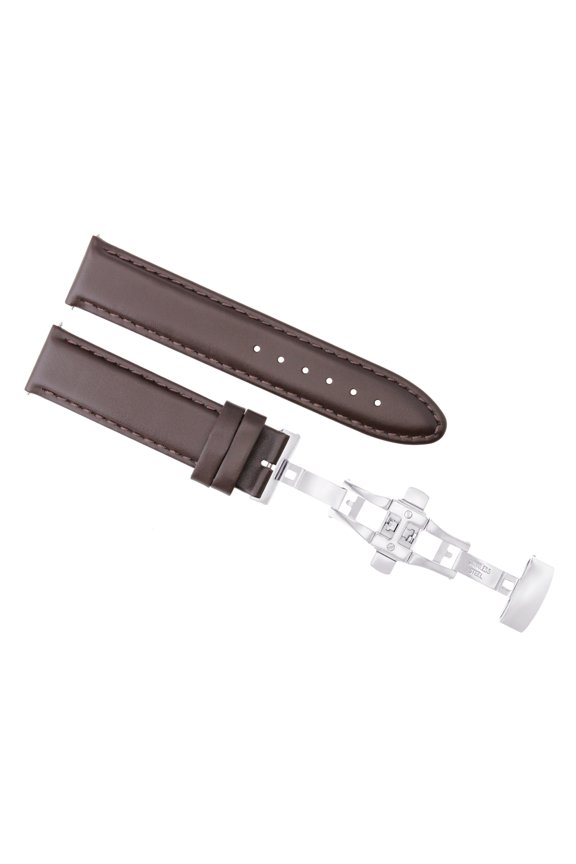 18MM SMOOTH LEATHER WATCH STRAP BAND DEPLOY BUCKLE FOR BREITLING PILOT D/BROWN