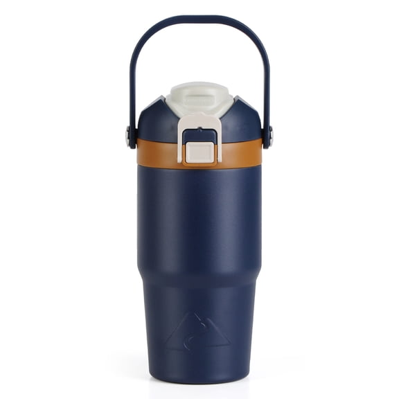 Ozark Trail 18oz Vacuum-Insulated Stainless Steel Dual Lid Insulated Tumbler, Double Wall Vacuum Insulated Travel Tumbler with Sip & Chug Lid, Blue Cove