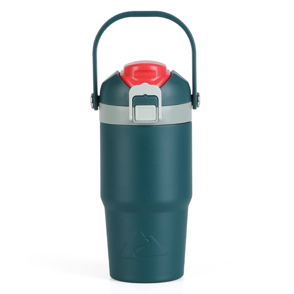 Ozark Trail 18oz Vacuum-Insulated Stainless Steel Dual Lid Insulated Tumbler, Double Wall Vacuum Insulated Travel Tumbler with Sip & Chug Lid, Green