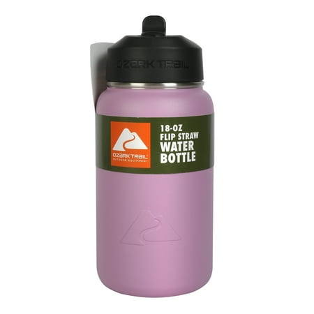 Ozark Trail 18 oz Stainless Steel Water Bottle, Lilac, Flip Straw Lid