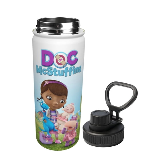 18OZ Sports Insulated Kettle Doc Cartoon Mcstuffins Stainless Steel Insulated Car Coffee Mug With Lid And Straw Durable Coffee Cup For Daily Life Travel Office