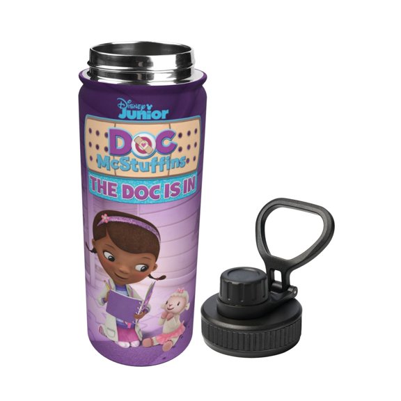 18OZ Sports Insulated Kettle Doc Cartoon Mcstuffins Stainless Steel Insulated Car Coffee Mug With Lid And Straw Durable Coffee Cup For Daily Life Travel Office