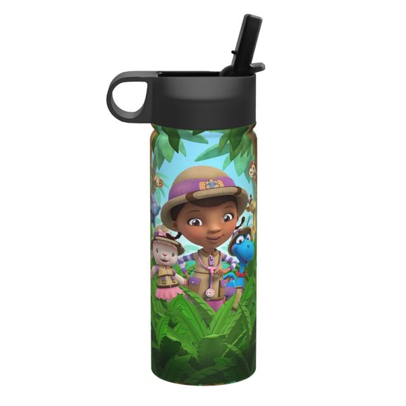 18OZ Sports Insulated Kettle Doc Cartoon Mcstuffins Stainless Steel Insulated Car Coffee Mug With Lid And Straw Durable Coffee Cup For Daily Life Travel Office