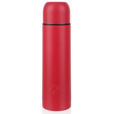 Ozark Trail 18oz Vacuum Insulated Stainless Steel Double Wall Thermal Water Bottle with Cup, Red