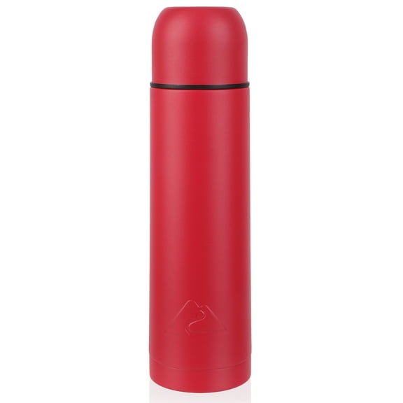 Ozark Trail 18oz Vacuum Insulated Stainless Steel Double Wall Thermal Water Bottle with Cup, Red