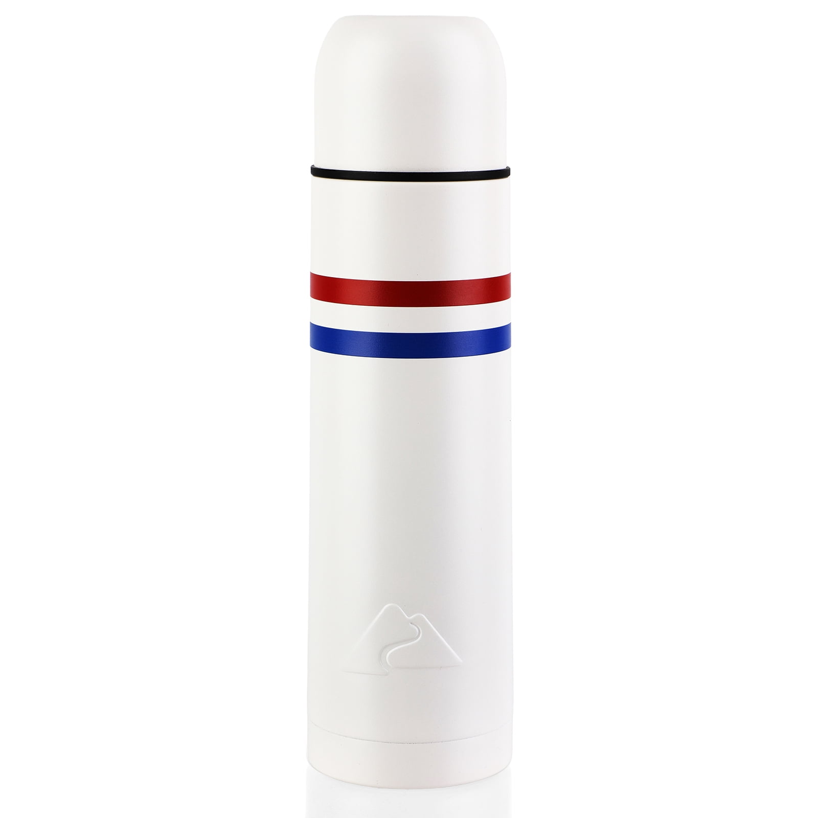 Ozark Trail 18oz Vacuum Insulated Stainless Steel Double Wall Thermal Water Bottle with Cup, Red and Blue Strip