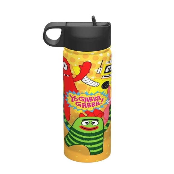 18OZ insulated space flask with straw Yo Gabba Gabbaland,Sports Insulated Kettle Thermal Cup Stainless Steel Double Wall Mugs Water Bottle