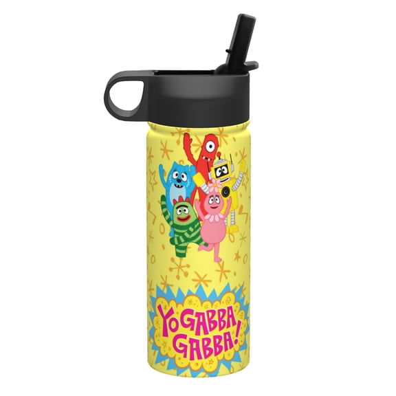 18OZ insulated space flask with straw Yo Gabba Gabbaland,Sports Insulated Kettle Thermal Cup Stainless Steel Double Wall Mugs Water Bottle