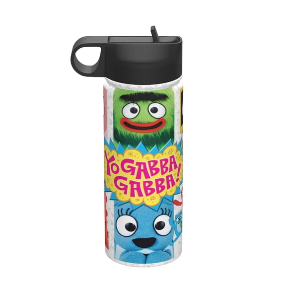 18OZ insulated space flask with straw Yo Gabba GabbalandSports Insulated Kettle Thermal Cup Stainless Steel Double Wall Mugs Water Bottle