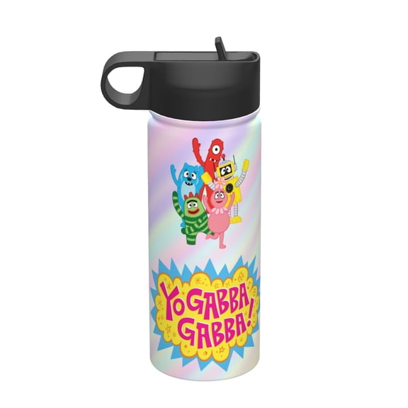 18OZ insulated space flask with straw Yo Gabba GabbalandSports Insulated Kettle Thermal Cup Stainless Steel Double Wall Mugs Water Bottle