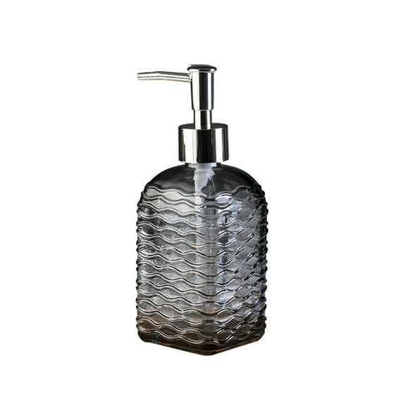 18Oz Gray Glass Soap Dispenser for Kitchen & Bathroom, Refillable Kitchen soap Dispenser with Vertical Stripe, Bathroom Soap Dispenser for Dispense Hand soap& Dish Soap.