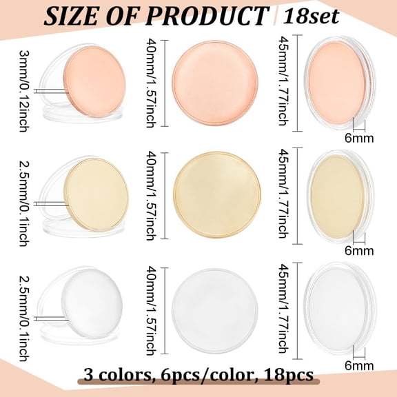 18PCS 3 Colors Round Blank Challenge Blank 40mm Round Metal Stamping Blank Alloy Iron Discs with Protection Box for DIY Birthday Travel Souvenir Medals