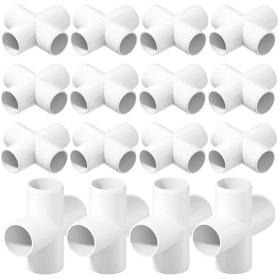 18PCS 4 Way Cross PVC Fittings 3/4Inch, SCH40 Furniture Grade Elbow Fitting Heavy Duty PVC Pipe Connector for Water Supplies, DIY Garden Shelf & Greenhouse
