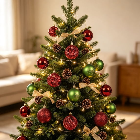 18PCS 6CM Christmas Ornaments Set Shatterproof Christmas Tree Hanging Balls Pendants Decorative for Home Holiday Christmas Decoration Indoor