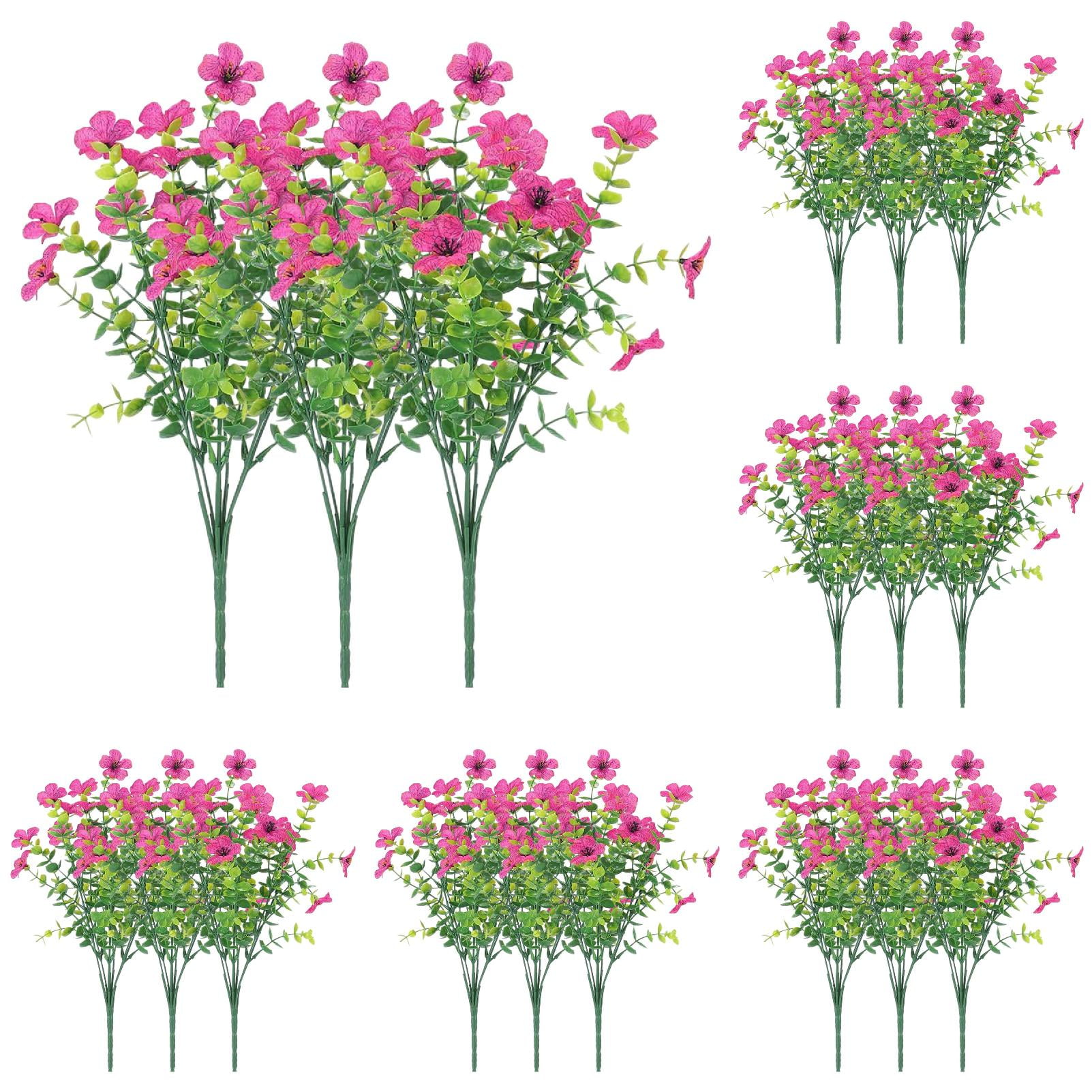 18PCS Artificial Flowers Outdoor - UV Resistant Greenery for Wedding Bouquets, Hanging Baskets & Home Decor - No Fade Flowers for Garden & Patio