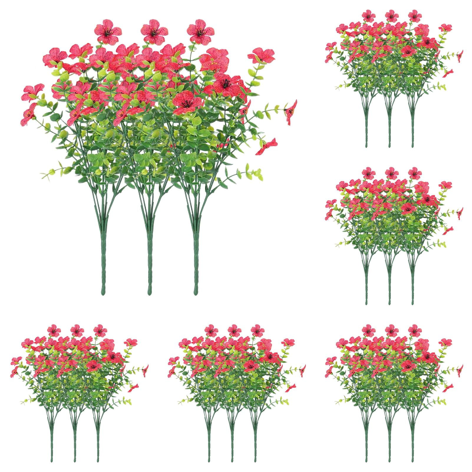 18PCS Artificial Flowers Outdoor - UV Resistant Greenery for Wedding Bouquets, Hanging Baskets & Home Decor - No Fade Flowers for Garden & Patio