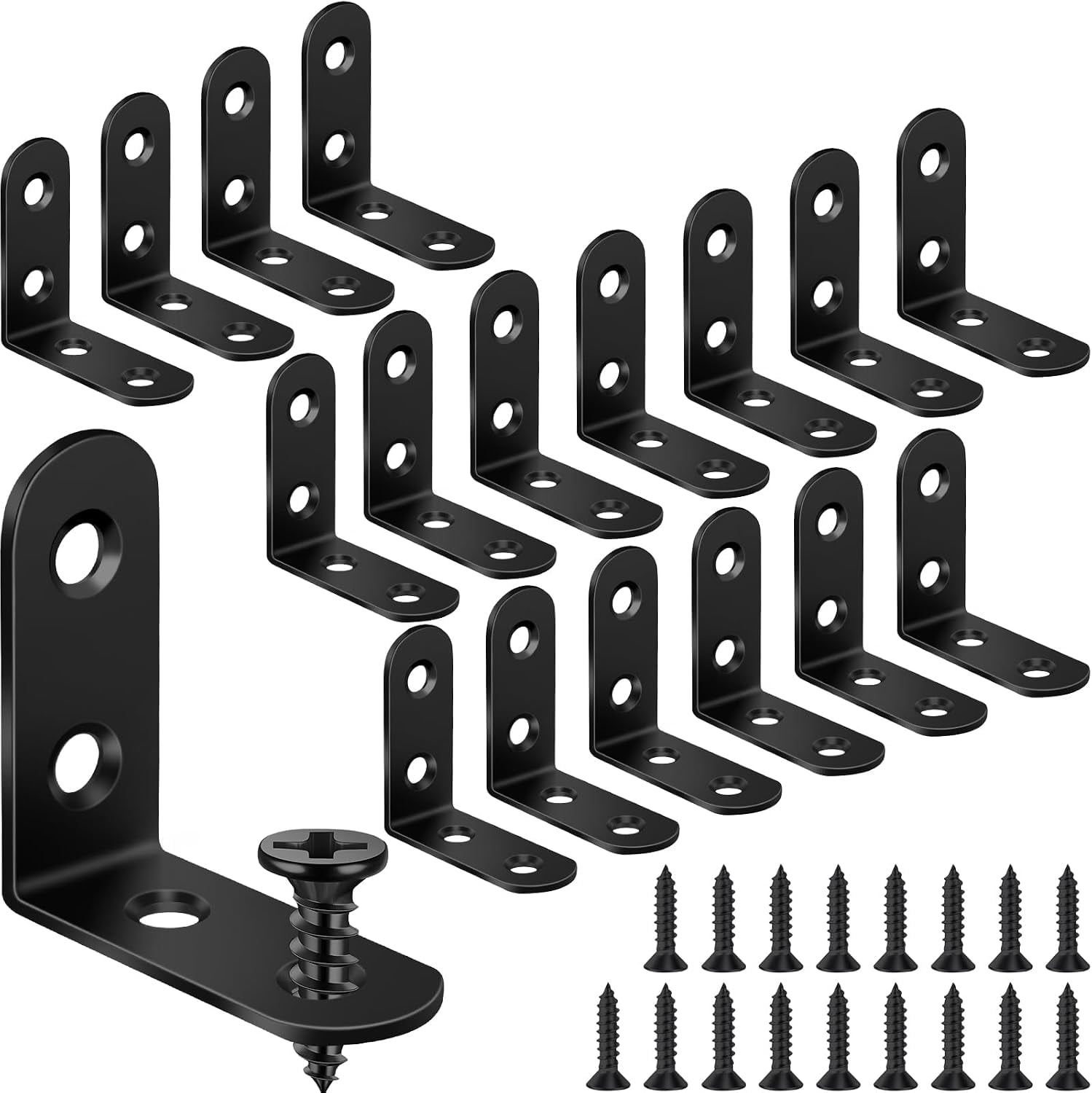 18PCS Black L Bracket Corner Brace, Stainless Steel Corner Bracket | 90 ...
