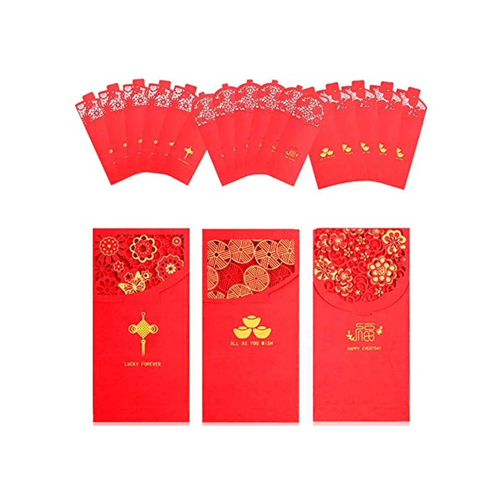 18PCS Chinese New Year Red Envelopes Lucky Money Pockets HongBao for Spring Festival, New Year, Birthday, Wedding, Bussiness Occasion