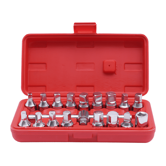 18PCS Drain Plug Socket Set, Oil Drain Plug Key, 3/8" Drain Plug Key Set For Removing Oil Drain And Filler Plugs On The Engine Oil Pan,