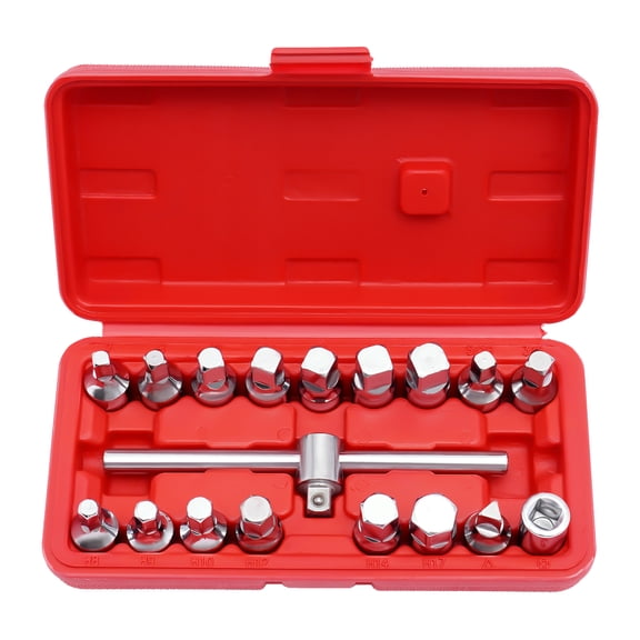 18PCS Drain Plug Socket Set, Oil Drain Plug Key, 3/8" Drain Plug Key Set