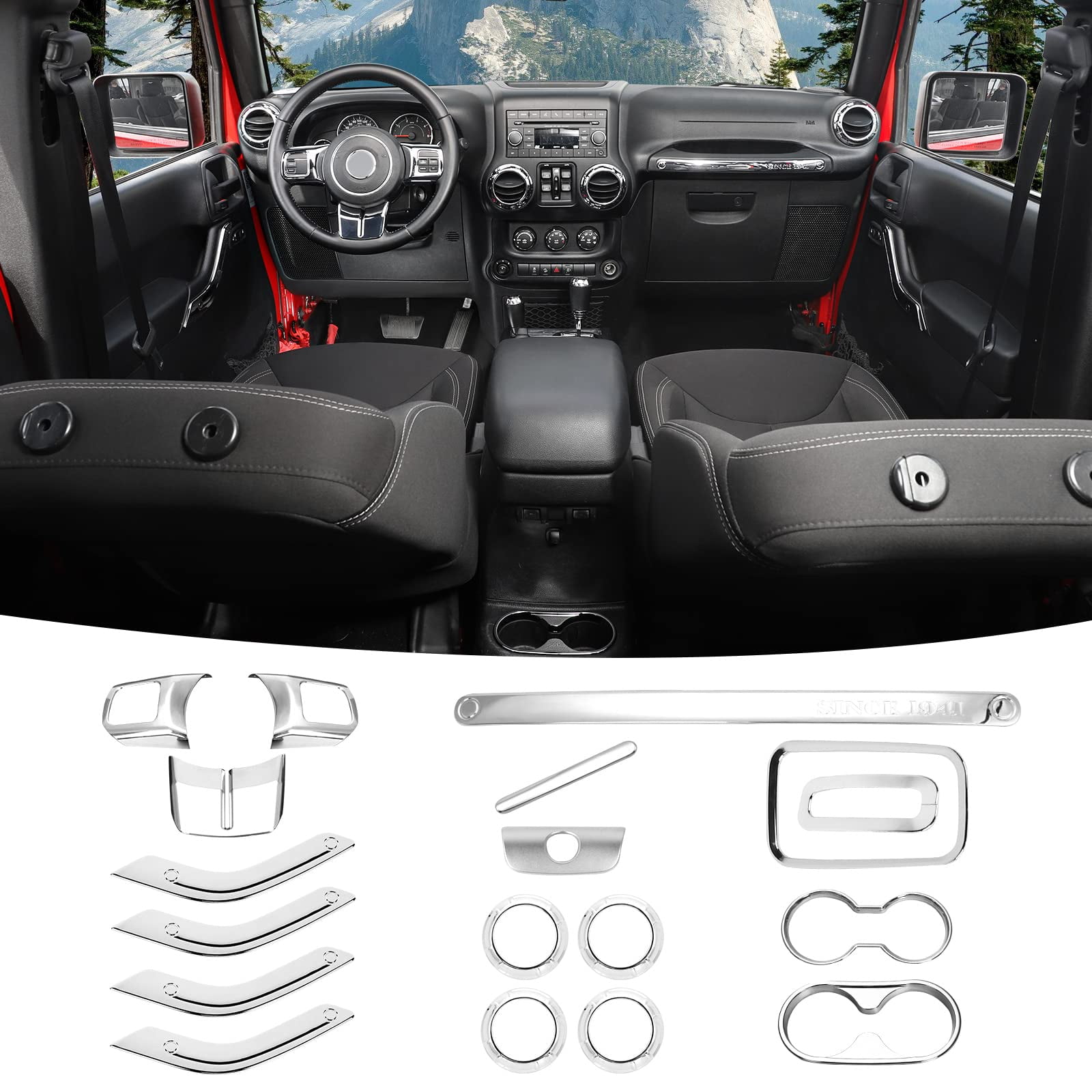 18PCS Full Set Interior Trim Kit for Jeep Wrangler JK JKU 20112018 4