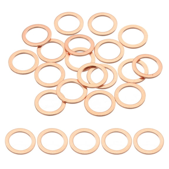 Uxcell 18Pcs M10 Copper Washers M10x14x1mm Copper Crush Washer Metric Flat Washers