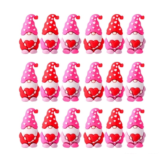 18PCS Mini Valentine's Day Gnomes Figurines, Tiny Heart Gnomes Figures Red Love Small Statues to Hide and Seek, Miniature Valentines Gnome Ornaments Decorations for Wedding Mother's Day Party Favors