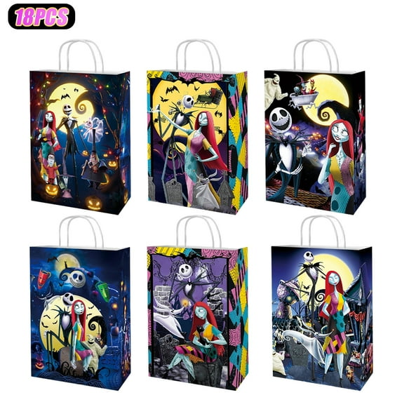 18PCS Nightmare Before Christmas Decorations Gift Bags Party Supplies Nightmare Gift Bags for Birthday Halloween Christmas Party Favors