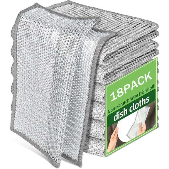 18PCS Non Scratch Wire Dishcloth Stainless Steel Wool Scrubber Scrub Pads Cleaning Rags for Kitchen