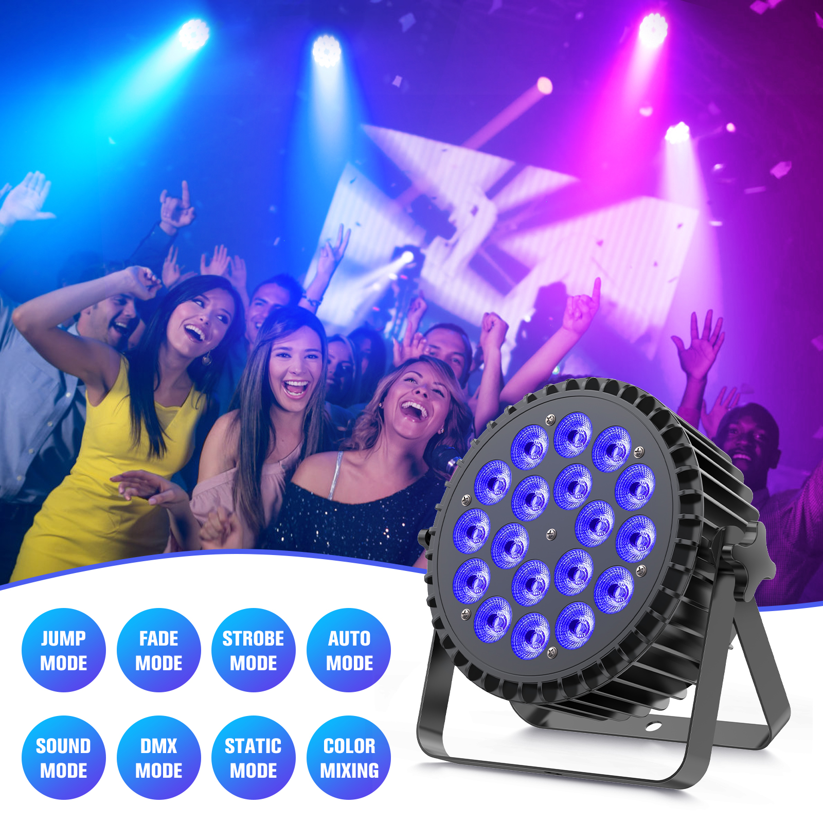 18PCS Par Light 6 in 1 Stage Light DJ Light for Disco Dance Hall Party