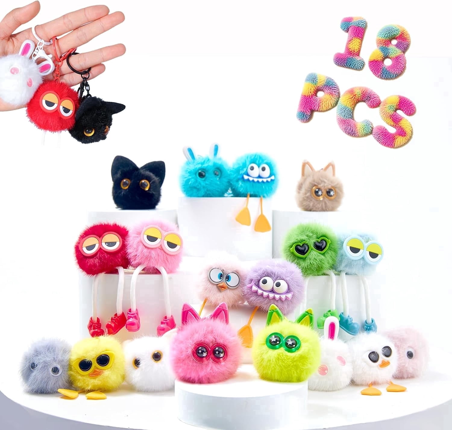 18PCS Party Favors Kids Keychains - Fun Keychain Cute Birthday Goodie Bags Stuffers for Kid Keychain Valentines Day Gifts for Kids Classroom Prizes Key Chains Bulk Elementary Student Prizes