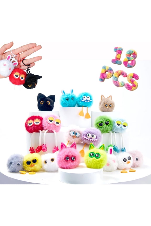 18PCS Party Favors Kids Keychains - Fun Keychain Cute Birthday Goodie Bags Stuffers for Kid Keychain Valentines Day Gifts for Kids Classroom Prizes Key Chains Bulk Elementary Student Prizes
