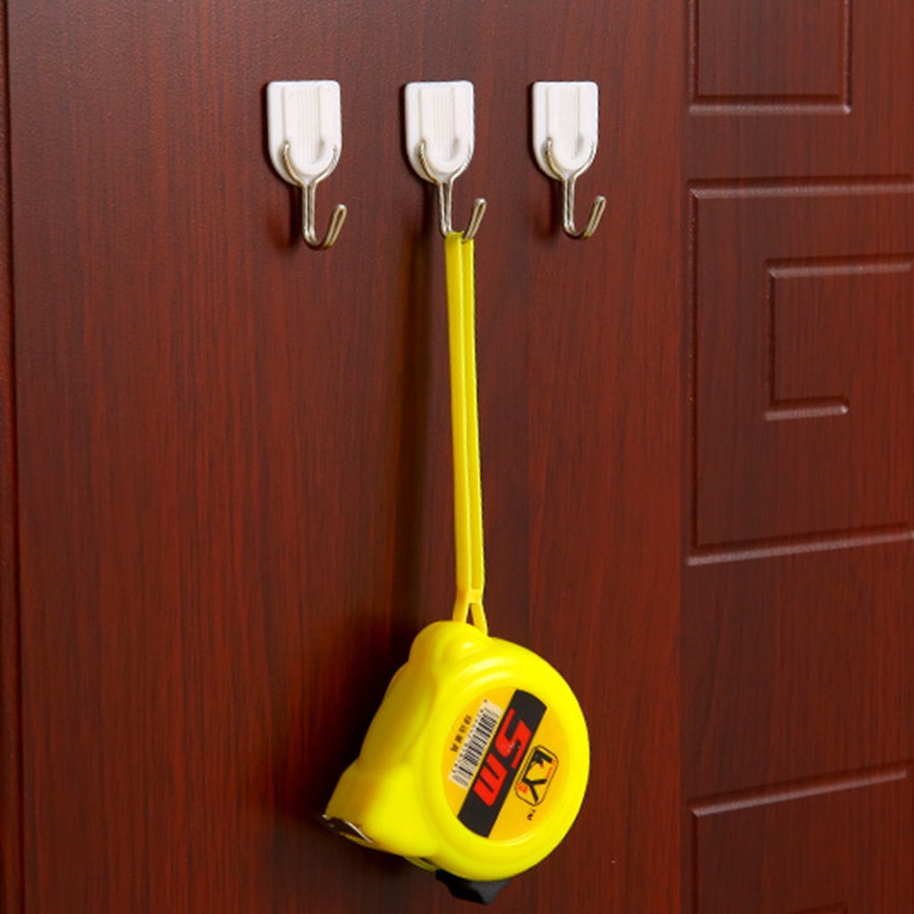 18PCS Plastic White Strong Stick Hook Bathroom Kitchen Wall Hangers