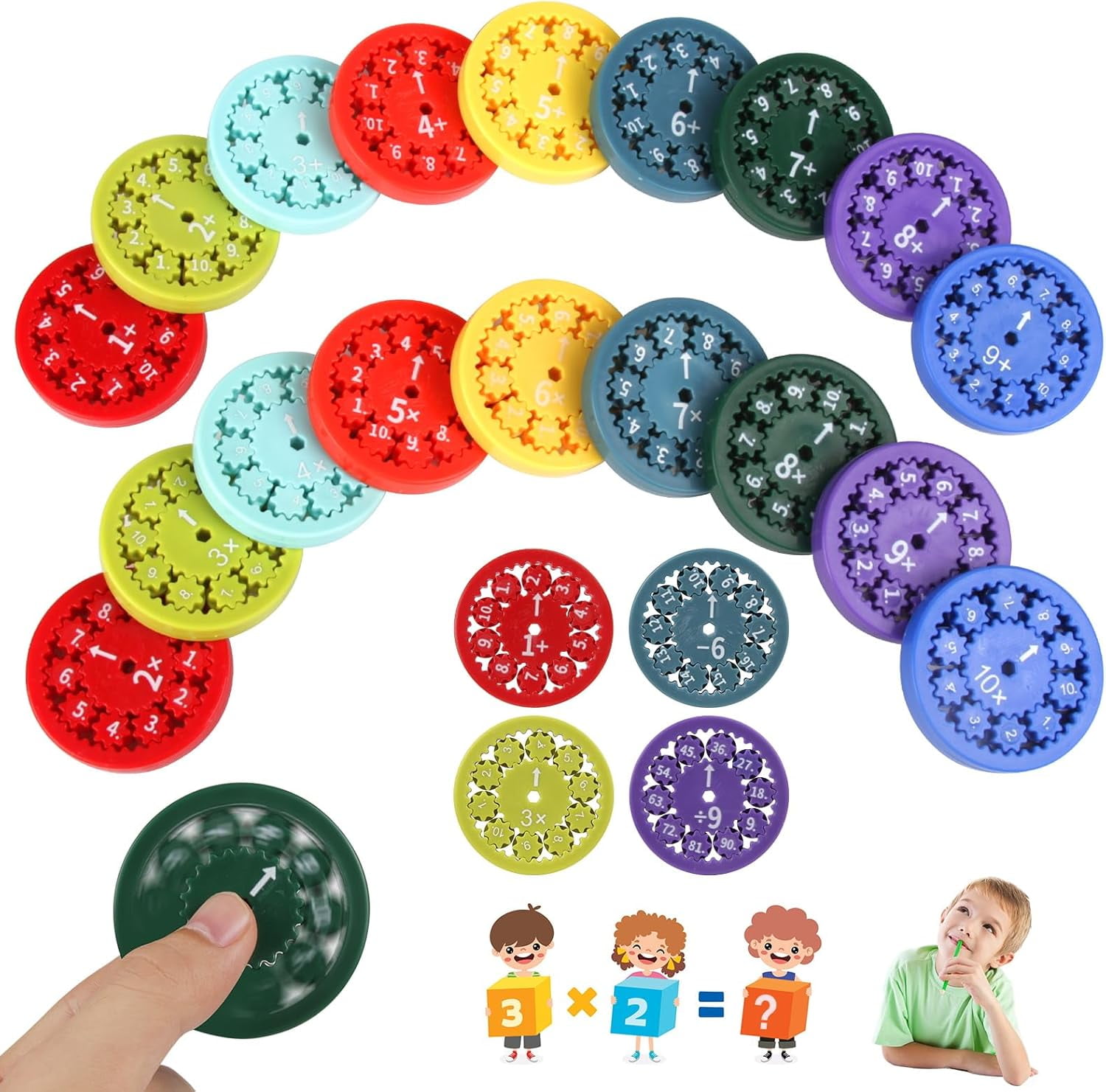 18PCS Premium Math Fidget Spinners Smooth Spinning Interactive Math Fidget Toy for Kids Add