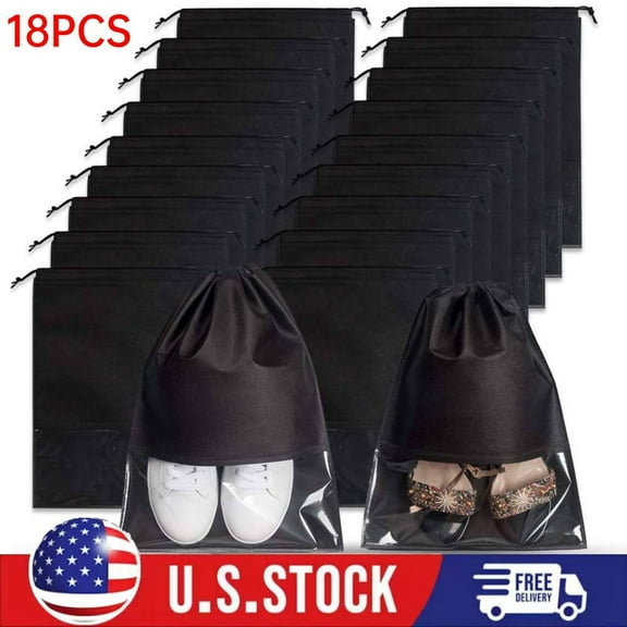 18PCS Shoe Bags for Travel Non-woven Transparent Drawstring Shoe Storage Bag