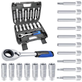 18PCS Suspension Shock Absorber Strut Nut Removal Tool Socket Set, 1/2 inch Steering Hub Shock Absorber Ratchet and Wrench Set, Shock Strut Installation Removal Tool Kit for All Vehicles